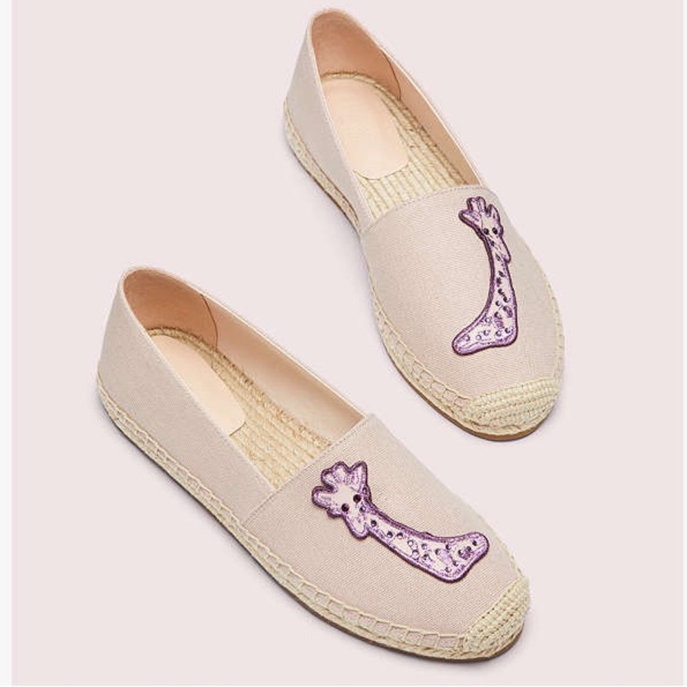 NEW KATE SPADE Garden Giraffe Pale Vellum Espadrilles Size 8 B